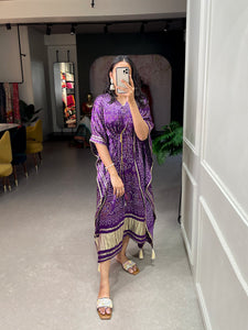 Purple Pure Gajji Silk Kaftan | TRENDBUY