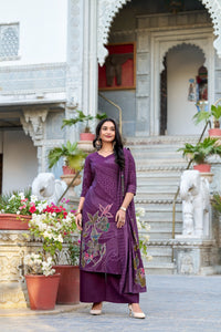 Purple Roman Silk Readymade Ladies Salwar Dress | TRENDBUY