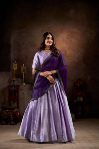 Purple South Style Jacquard Silk Lehenga Choli | TRENDBUY