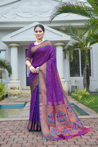 Purple classical Design Soft Silk Paithani Sarees | TRENDBUY
