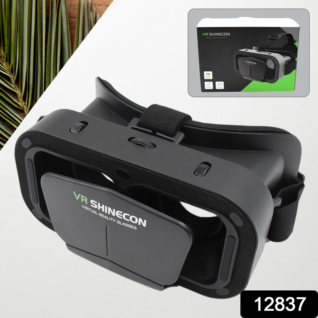 User enjoying 3D VR headset and controller for virtual reality games, compatible with iPhone/Android.