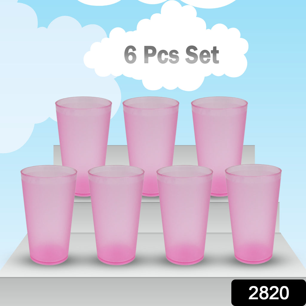 Set of 6 large 300ml plastic glasses for water, beverages, kitchen & office use.