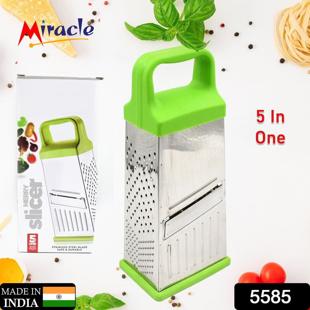 Miracle 5-in-1 multifunctional stainless steel grater with handle, for cheese, carrots & vegetables.