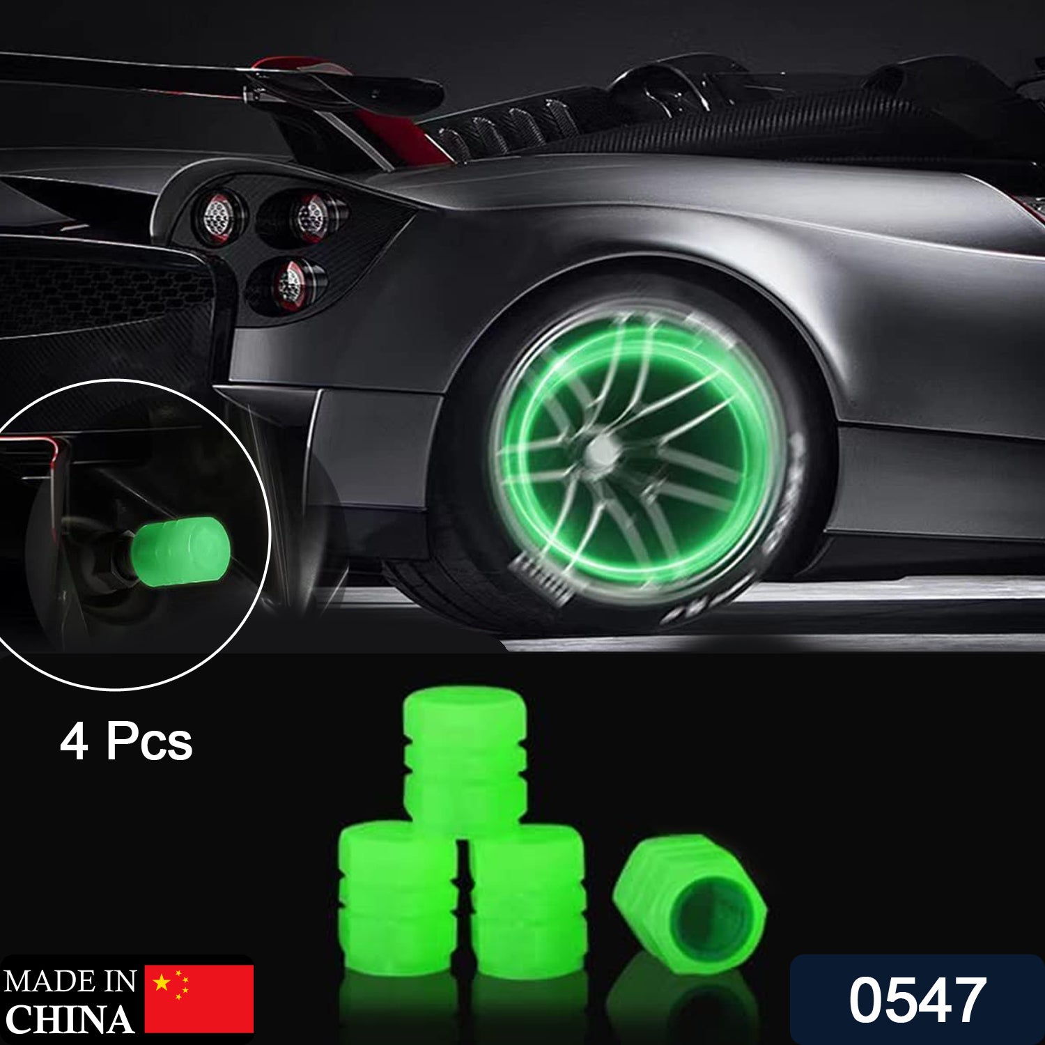 0547 Tyre Valve Caps Luminous Glow Car Tire Air Stem Valve Cap Covers ( 4 Pcs ) - TREND BUY