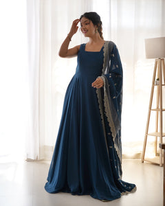 Rama Blue Flaired Anarkali Chudidar | TRENDBUY