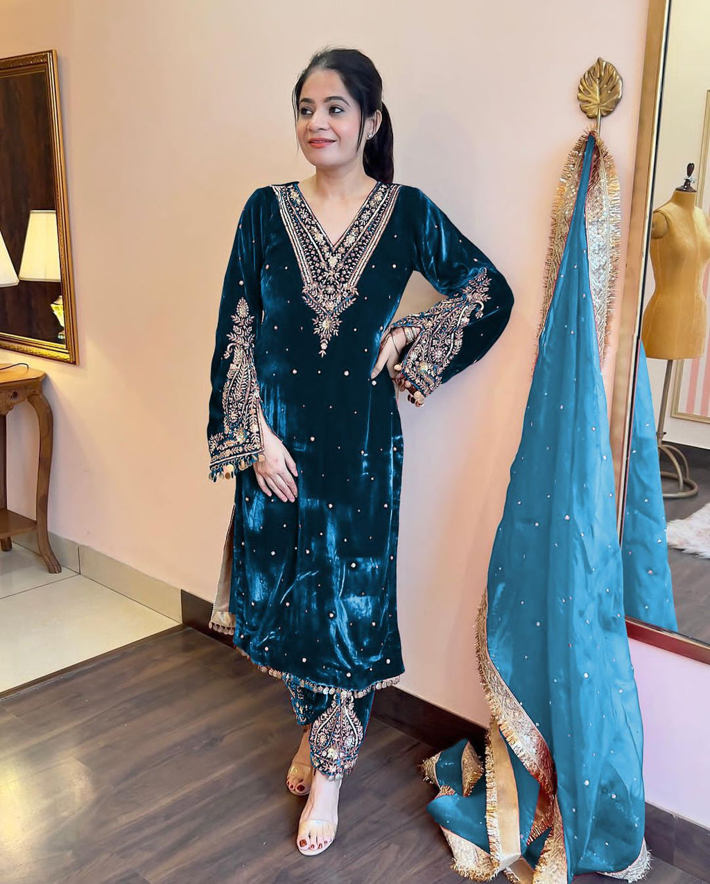 TRENDBUY Rama Pakistani Velvet Suit - Elegant Ethnic Wear TREND BUY TRENDBUY Rama Pakistani Velvet Suit - Elegant Ethnic Wear TREND BUY