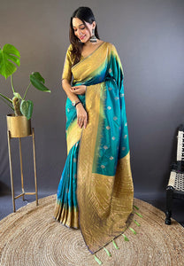 Rama Soft Silk Zari Woven Festival Wear Saree | TRENDBUY
