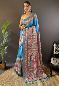 Rama Tussar Silk Traditional Saree With Weaving Work | TRENDBUY