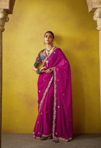 Rani Pink New Design Glass Tissue Saree | TRENDBUY