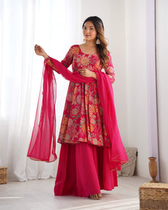Ranipink Soft Roman Sillk Chanderi Kediya Dress | TRENDBUY