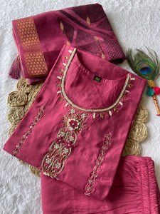 Rouge Durga Puja Special Kurta Pant Dupatta Set | TRENDBUY