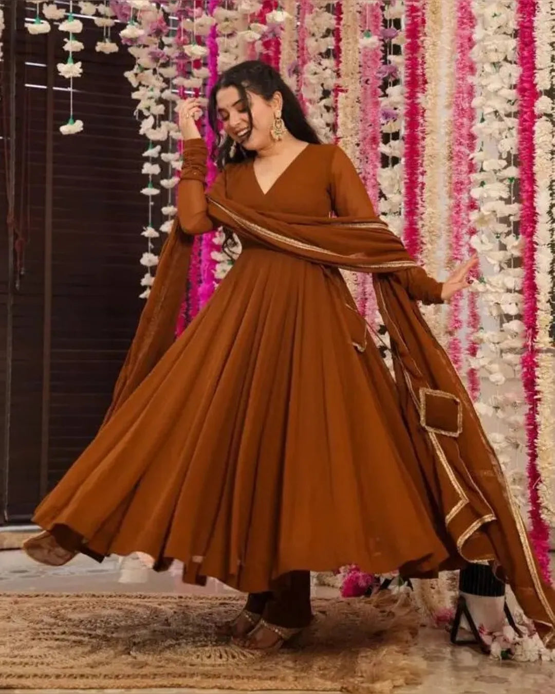 Exclusive Georgette Anarkali Suit Set with Buttersilk Pant & Designer Dupatta - TREND BUY - Exclusive Georgette Anarkali Suit Set with Buttersilk Pant & Designer Dupatta - TREND BUY -