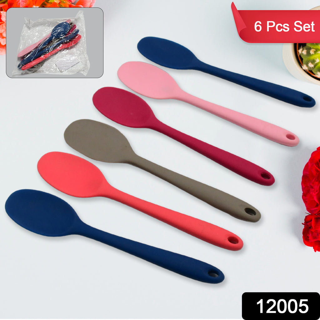 6-piece set of colorful multipurpose silicone basting spoons, non-stick & heat-resistant for cooking & baking.