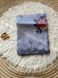 Saawariya Blue Floral Print Organza Saree | TRENDBUY