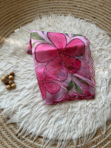 Saawariya Pink Floral Print Organza Saree | TRENDBUY