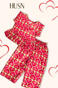 Girls Husn Pure Cotton Clothing Set - Cherry Red