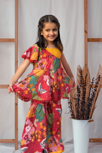 Girls Imarti Color block Peplum top with Sharara set | TRENDBUY
