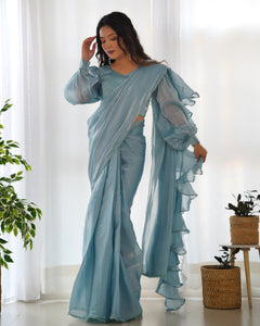 Sky Bule Ready To Wear Saree | TRENDBUY