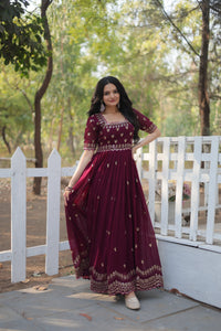 Square Neck Partywear Gown | TRENDBUY