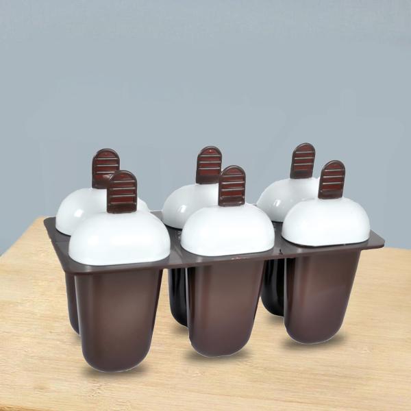 Set of 6 multicolour plastic ice candy kulfi maker moulds