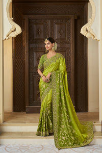 Sulakhmi Wedding Wear Mehndi Green Embroidery Saree | TRENDBUY