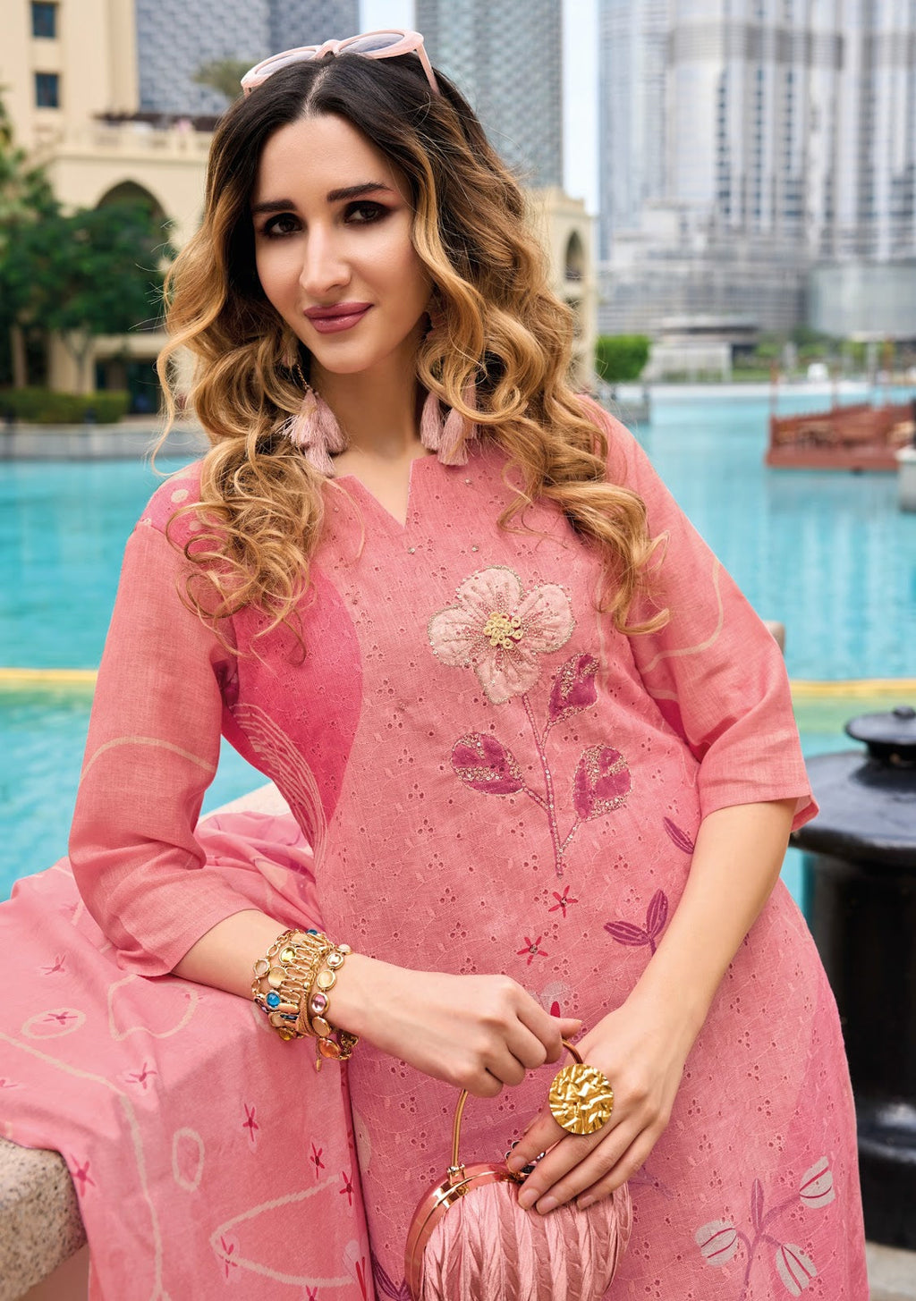 3-Piece Ethnic Wear peach