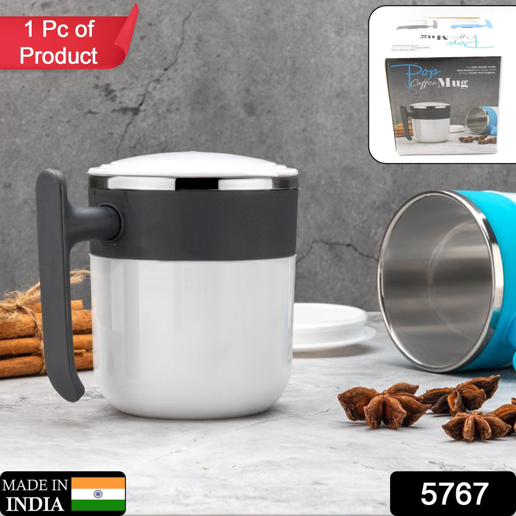 Stainless steel hot insulated double wall coffee cup with lid