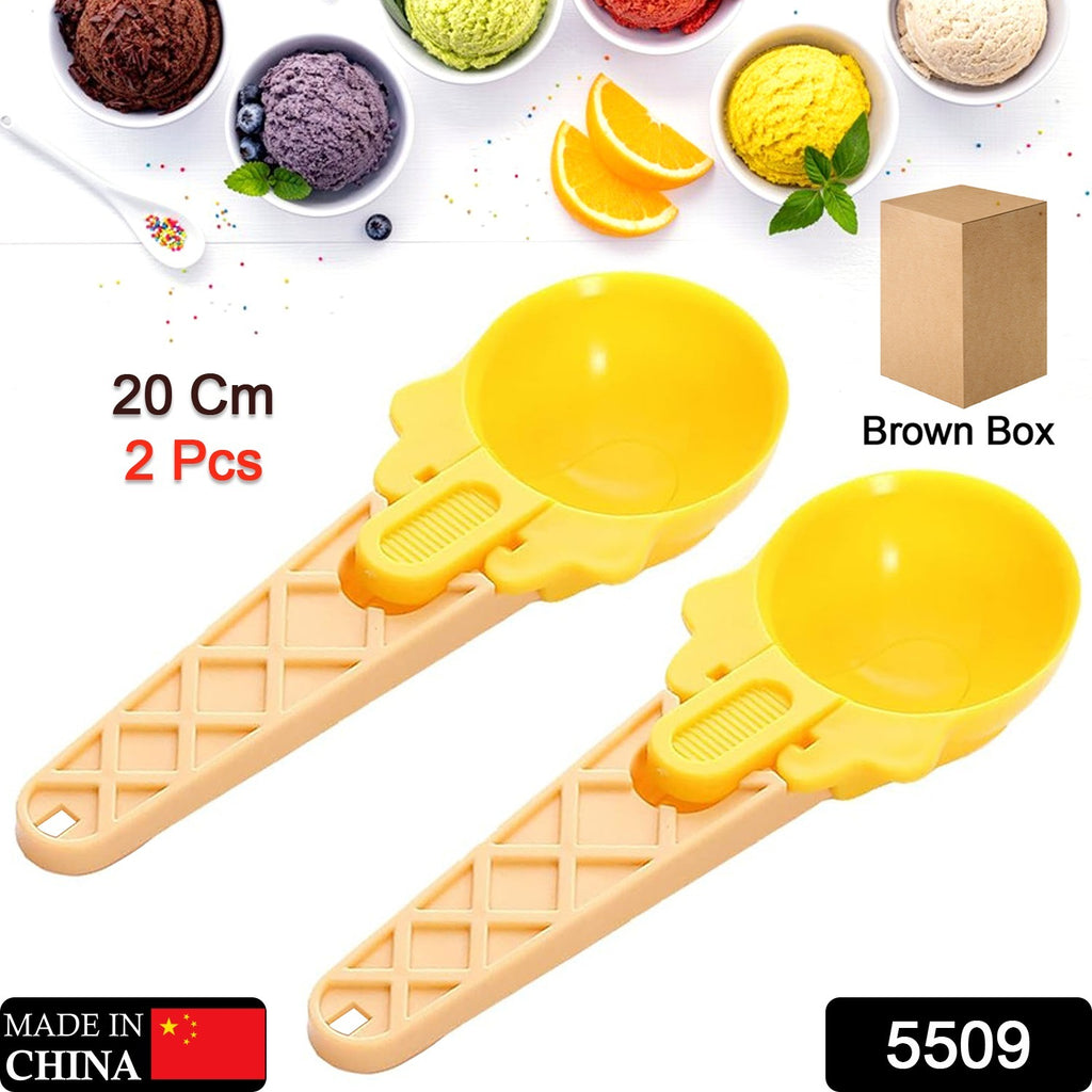 2pcs plastic watermelon & ice cream scoopers with trigger dipper, pink & green, for summer parties