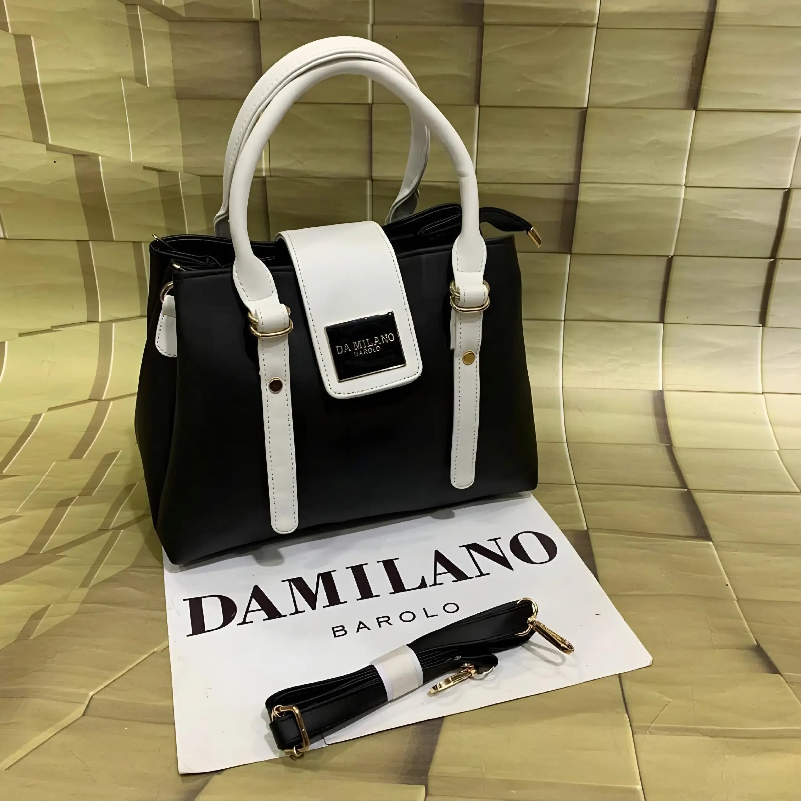 Black Da Milano Handbag - Luxury Sling with Triple Compartment