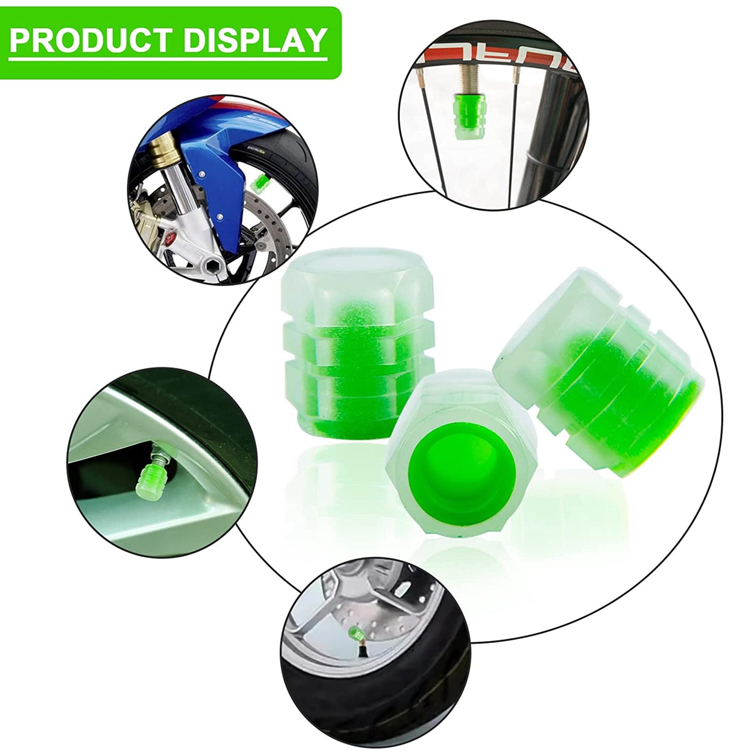 0547 Tyre Valve Caps Luminous Glow Car Tire Air Stem Valve Cap Covers ( 4 Pcs ) - TREND BUY
