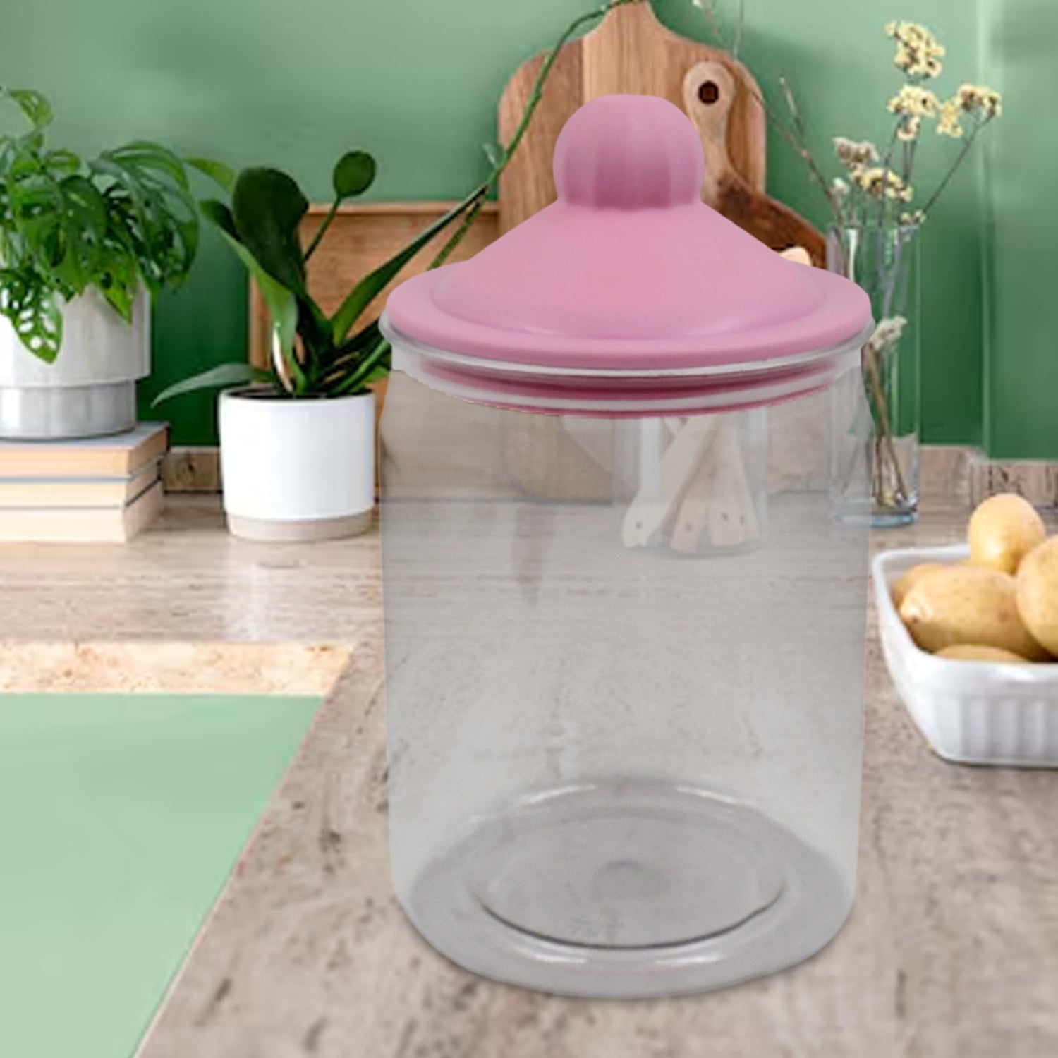 Transparent Kitchen Plastic Container Jar Set (2 Pcs Set  1100 Ml Approx) - TREND BUY