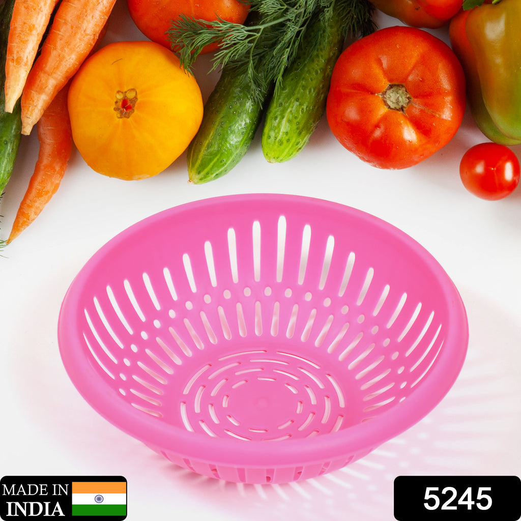Set of colorful round unbreakable plastic baskets with handles for multipurpose storage and organization.