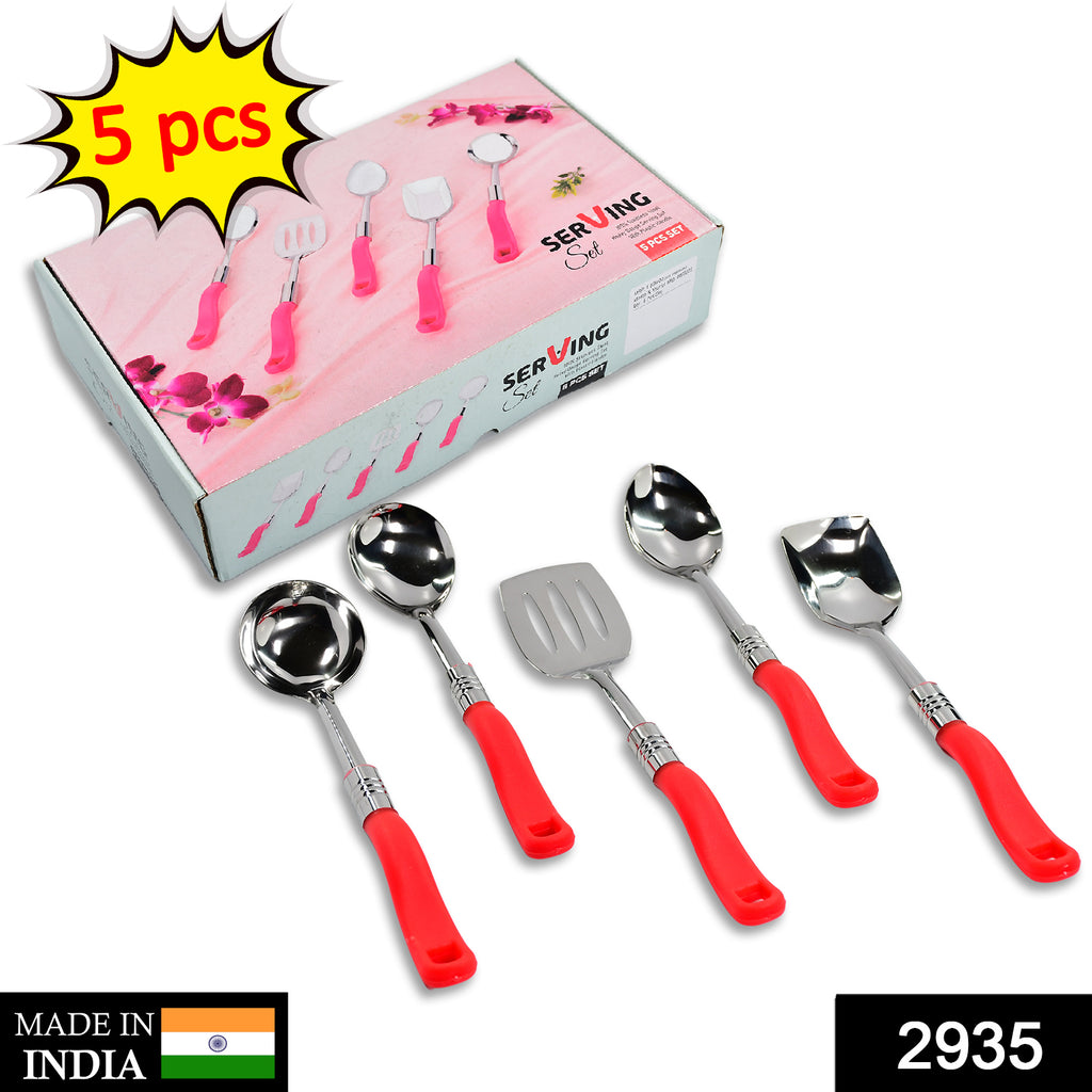 2935 Stainless Steel Serving Spoon Set of 5 pieces, featuring a polished finish.