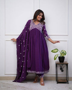 Women Embroidered Silk Kurta Set with Dupatta