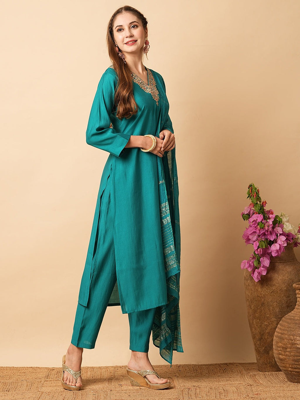 Pure Cotton Georgette Anarkali Kurti with Dupatta