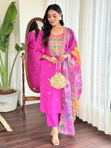 Pink Party Wear Chanderi Silk Kurti