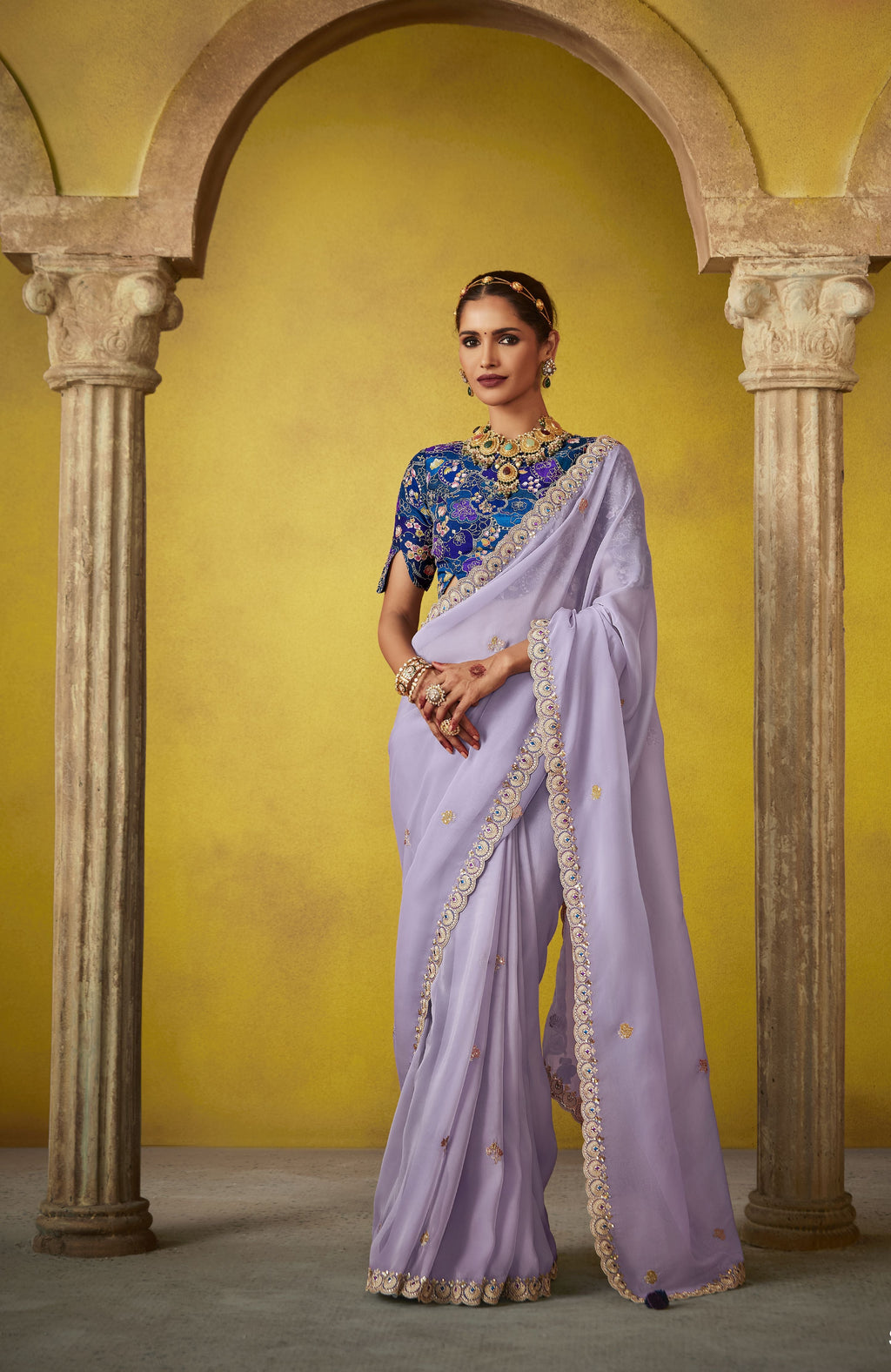 Wedding Wear Beautified With Sequins Saree