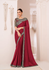 Wedding Wear Chiffon Silk Saree With Embroidered Blouse | TRENDBUY