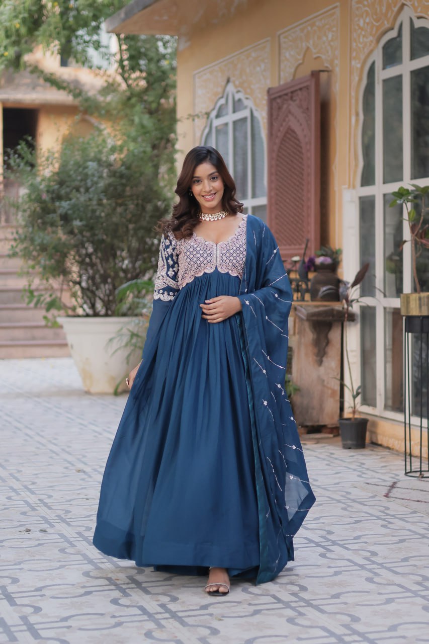Wedding Wear Embroidery Full Sleeves Gown