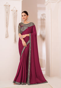 Wedding Wear Embroidery lace work Saree | TRENDBUY
