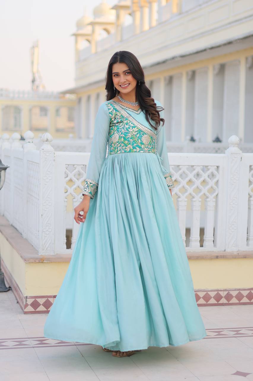 Elegant Pure chinon Gown for Wedding Wear