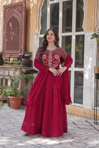 Wedding Wear maroon Faux Blooming Georgette gown | TRENDBUY