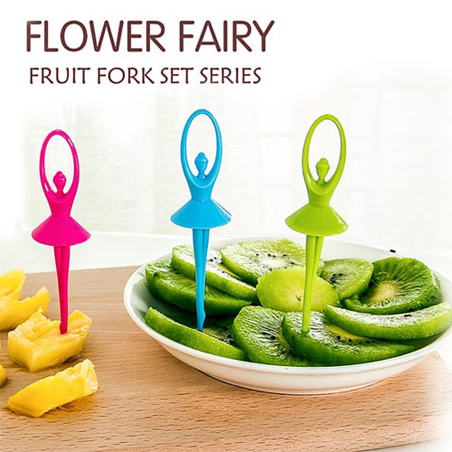 2046 Dancing Doll Fruit Fork Cutlery Set With Stand Set Of 6. - TREND BUY