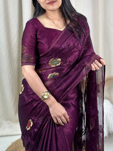 Exclusive Sitara Chiffon Wedding Saree with Diamond Embroidery