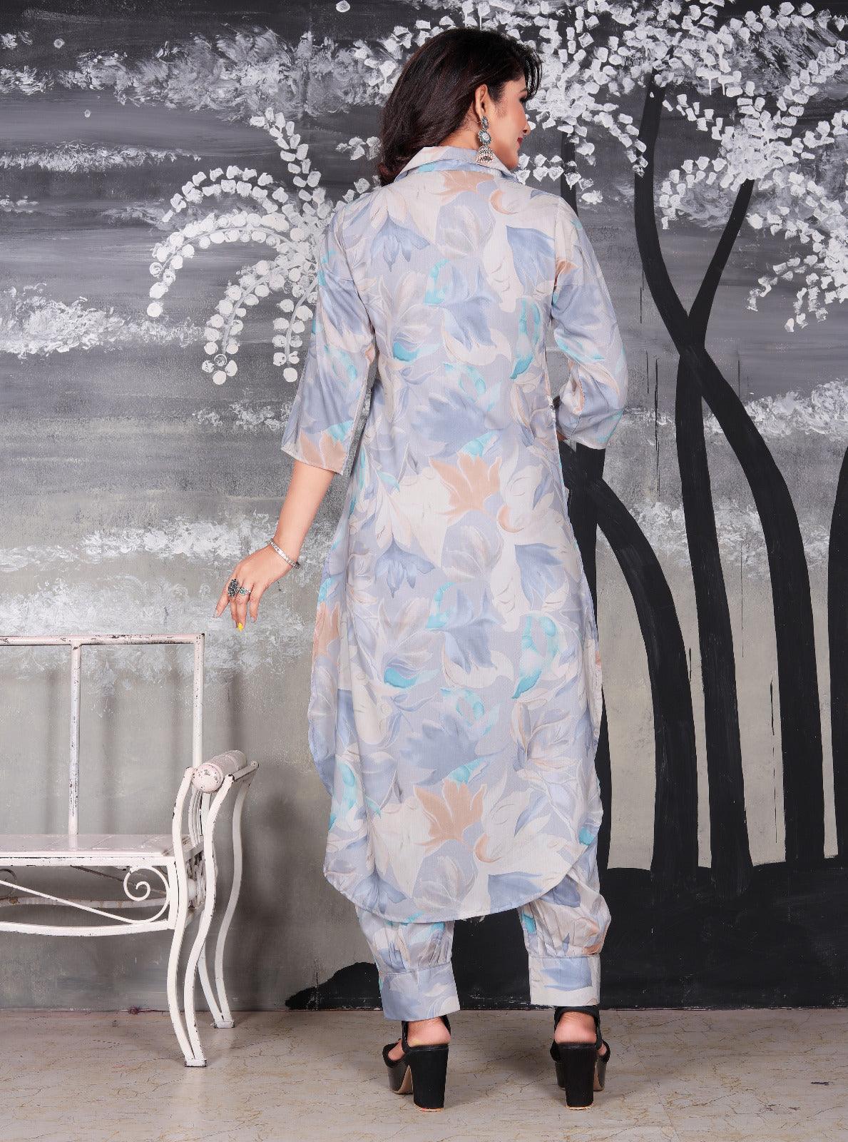 TrendBuy MAHEK Fancy Co-Ord Set with Neck & Pocket Featuring Real Mirror Accents