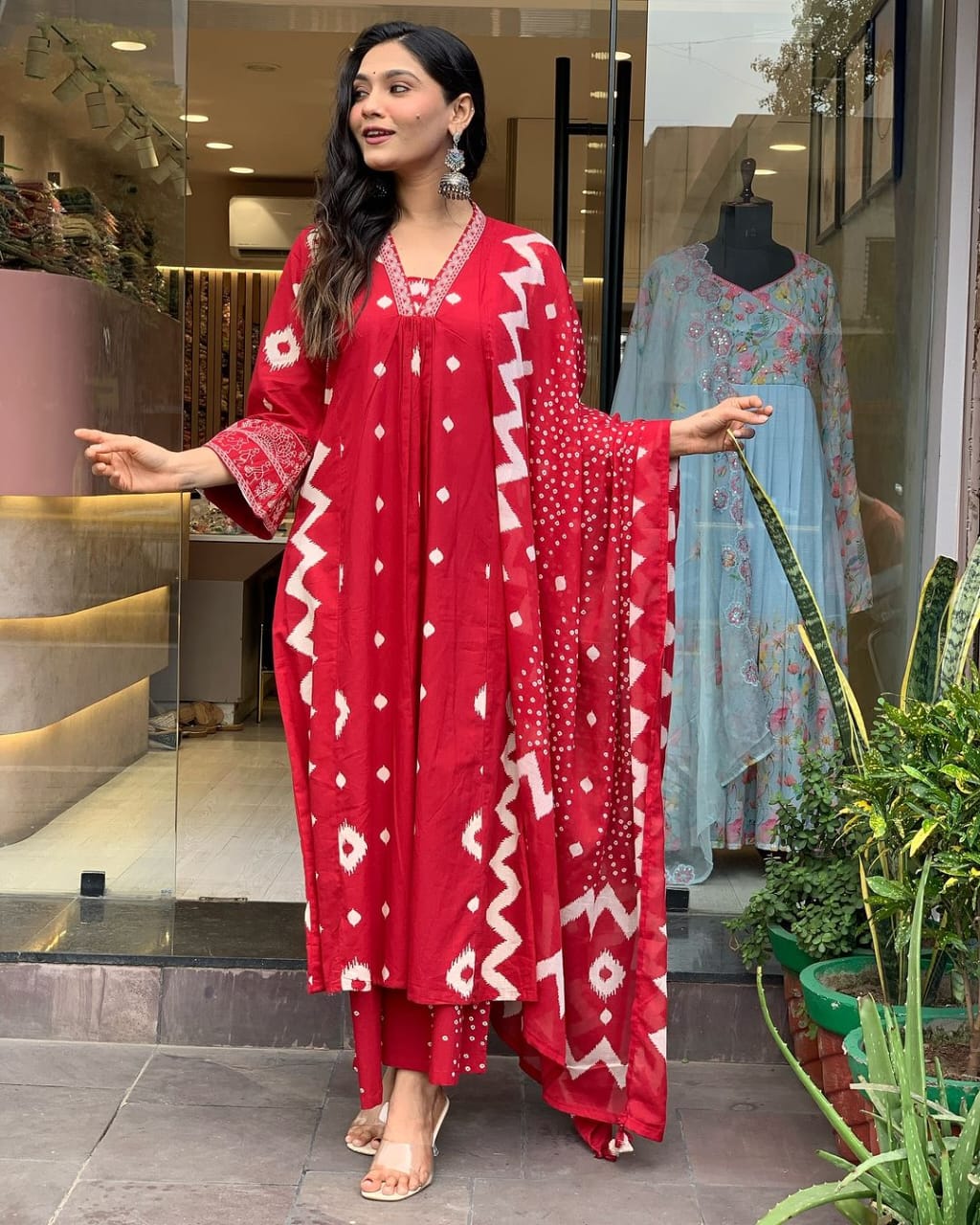 Heavy Flair Anarkali Suit Set with Hand Embroidery & Dupatta