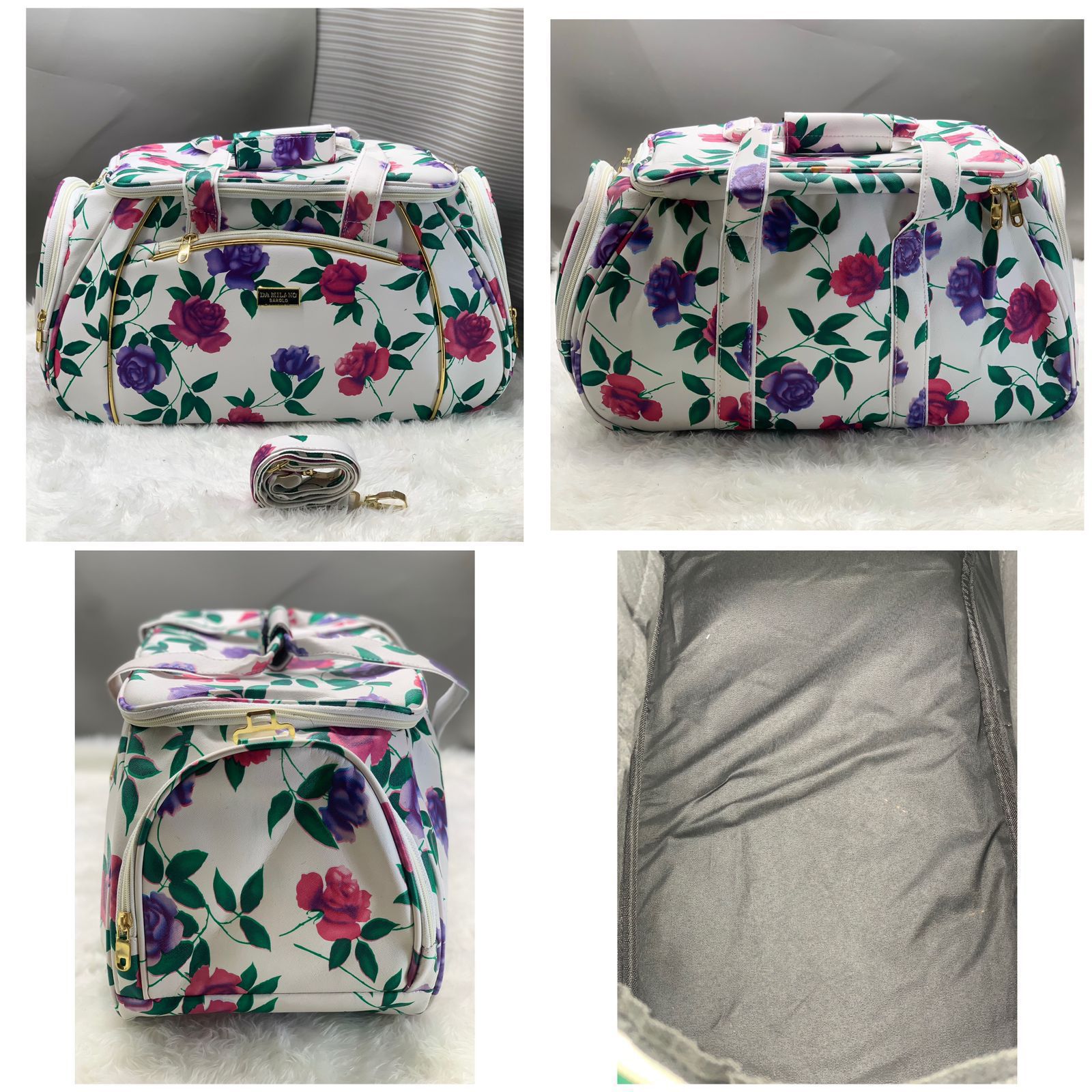 Floral Design Trendy Duffle Travel Bag for Unisex - Printed, Zipper Closure, Adjustable Strap (20x10x10.5 Inches)