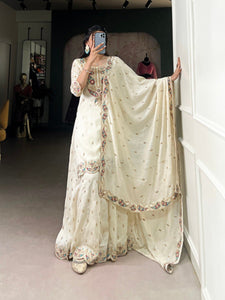 Ethnic Vichitra Silk Dress Set with Sequins Embroidery Work