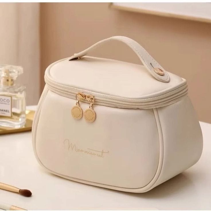 Portable Cosmetic Bag Organizer Case White