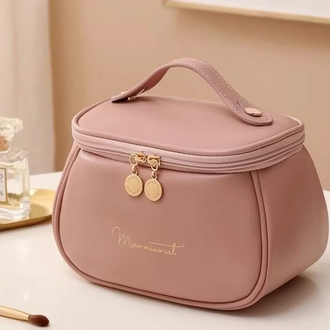 Portable Cosmetic Bag Organizer Case Pink